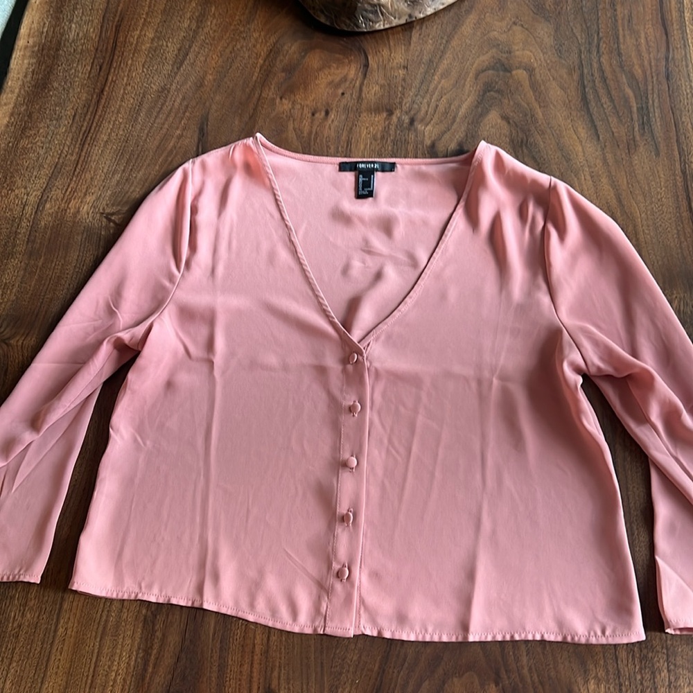 Pink/mauve forever21 silk blouse size medium